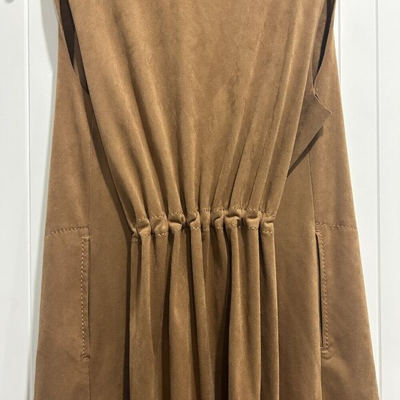 Max Studio Carmel Vicuna Faux Suede Open Front Sleeveless Vest Women’s Size S - Picture 9 of 13